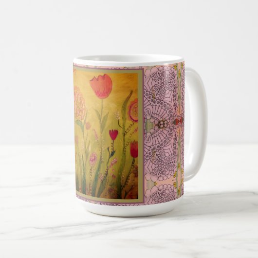 Coffee Mug - Mixed Media Flowers (Devant droit)