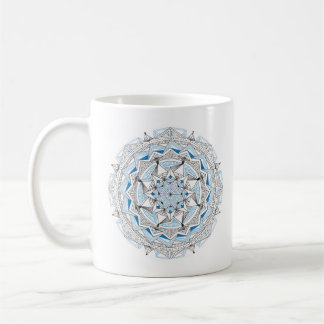 Coffee Mug Original Mandala Design 2-sided Blue Koffiemok