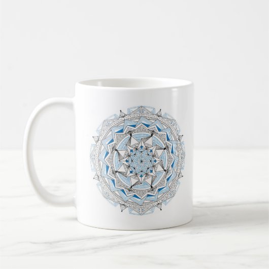 Coffee Mug Original Mandala Design 2-sided Blue Koffiemok (Links)