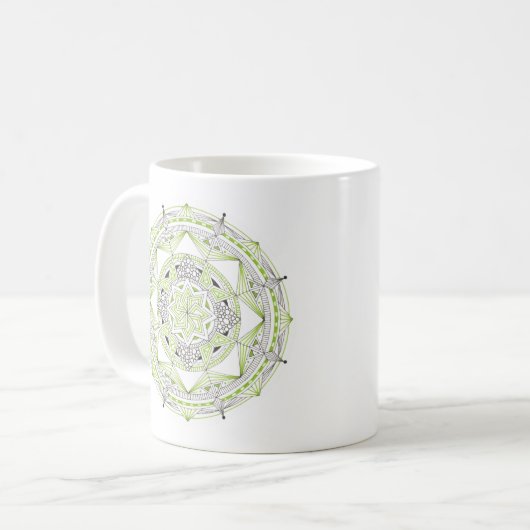 Coffee Mug Original Mandala Design 2-sided Green (Devant gauche)