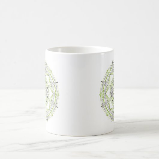 Coffee Mug Original Mandala Design 2-sided Green (Centre)