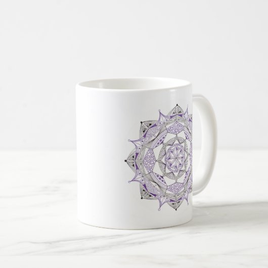 Coffee Mug Original Mandala Design 2-sided Purple (Devant droit)