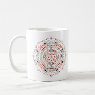 Coffee Mug Original Mandala Design 2-sided Red Koffiemok