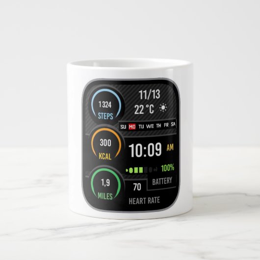 Coffee Mug with a Humorous Digital Design Extra Grote Beker (Voorkant)