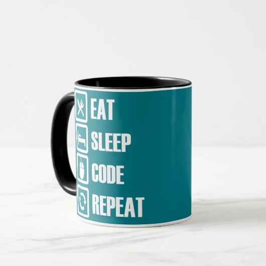 Coffee Mugs programmeren :  EAT-SLEEP-CODE-REPEAT Mok (Voorkant links)