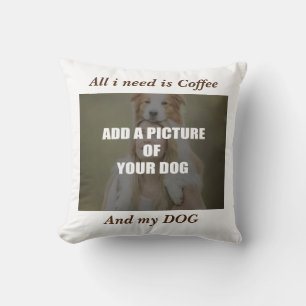 Coffee & my Dog Throw Pillow Kussen