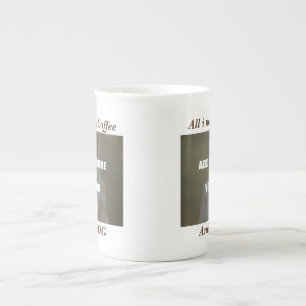 Coffee & my Dog Throw Pillow Porselein Kop