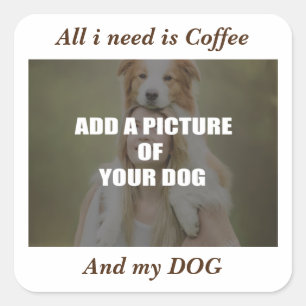 Coffee & my Dog Throw Pillow Vierkante Sticker