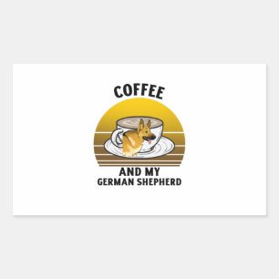Coffee & my German Shepherd Retro vintage sunset Rechthoekige Sticker