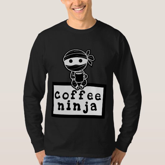 Coffee Ninja T-shirt met lange mouwen (Voorkant)