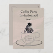 Coffee Party Invitation Briefkaart (Voorkant / Achterkant)