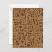 Coffee Pattern Square Briefkaart (Voorkant / Achterkant)