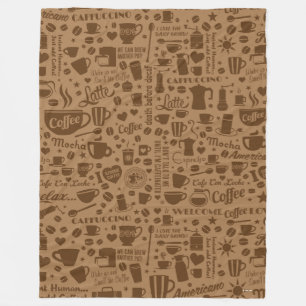 Coffee Pattern Square Fleece Deken