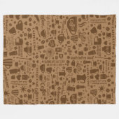 Coffee Pattern Square Fleece Deken (Voorkant (Horizontaal))