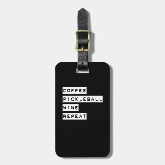 Coffee Pickleball Wine Herhalen Bagagelabel (Voorkant verticaal)