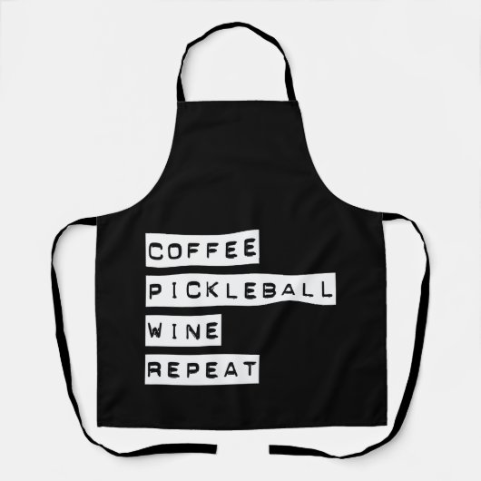 Coffee Pickleball Wine Herhalen Schort (Voorkant)