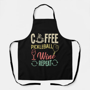 Coffee Pickleball Wine Herhalen Schort