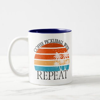 Coffee Pickleball Wine Repeat Funny Sports Player  Tweekleurige Koffiemok