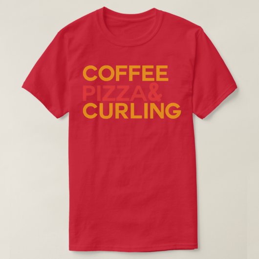 Coffee Pizza Curling T-shirt (Design voorkant)