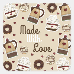 Coffee Pot and Cup Vierkante Sticker