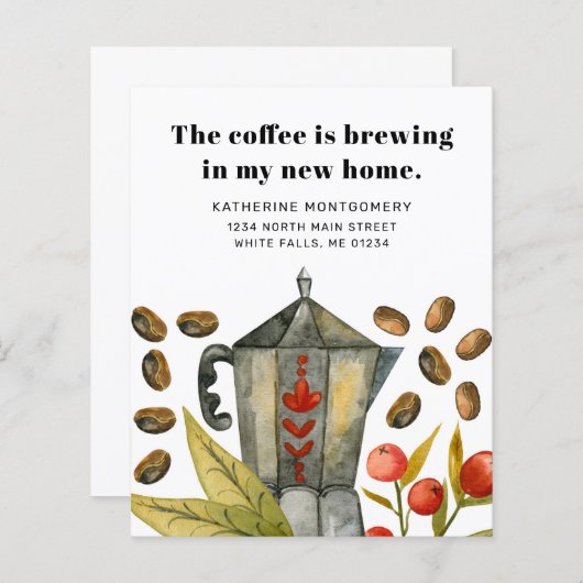 Coffee Pot Brewing Budget Moving Aankondiging (Voorkant / Achterkant)