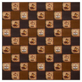 Coffee Pot & Cups Rustic Fabric Stof