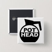 Coffee Pot Head Funny Button Badge Caffeine (Voorkant /achterkant)