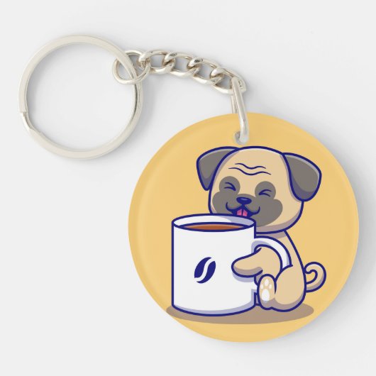 Coffee Pug Sleutelhanger (Voorkant)