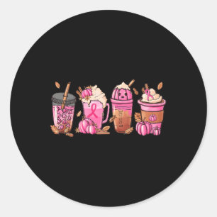 Coffee Pumpkin Latte Spice Borstkanker Bewustzijn Ronde Sticker