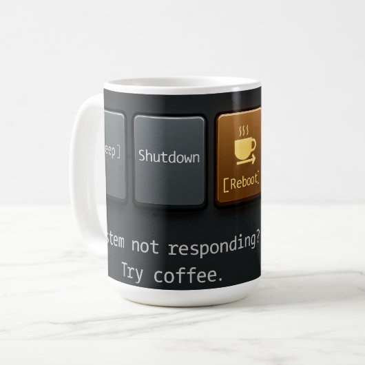 Coffee Reboot Mug – Funny Tech-Inspired Design for (Devant gauche)