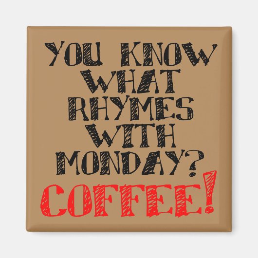 Coffee Rhymes With Monday Funny Fridge Magnet (Devant)