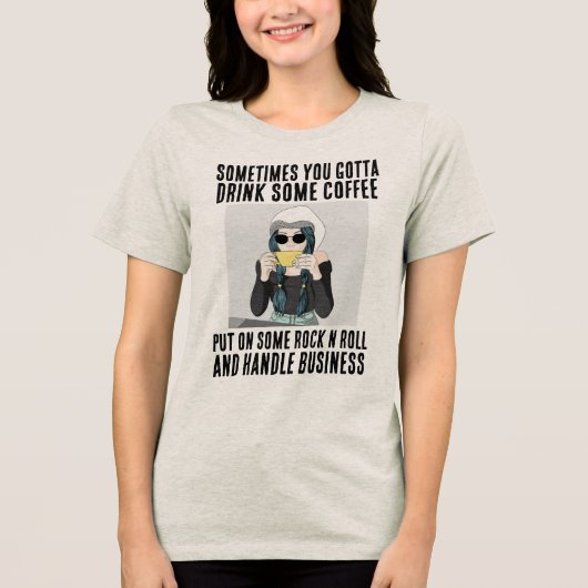 COFFEE & ROCK N ROLL T-Shirt (Voorkant)