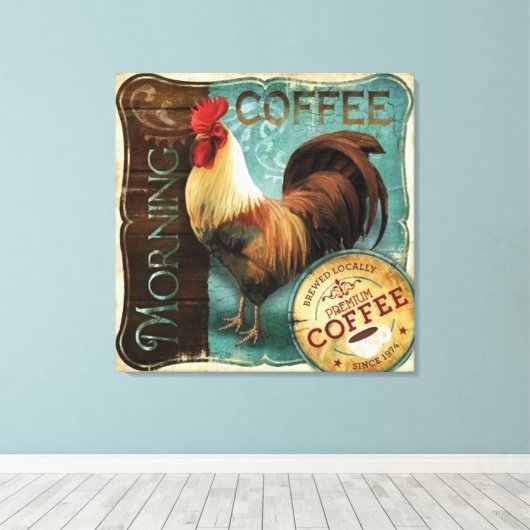 Coffee Rooster Canvas Afdruk (Insitu (Houten vloer))