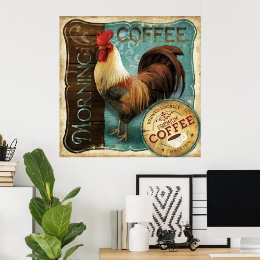 Coffee Rooster Poster (Thuiskantoor)