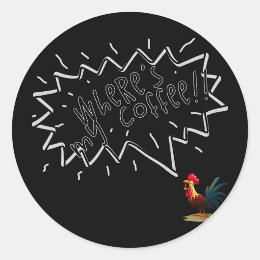 Coffee Rooster Ronde Sticker (Voorkant)