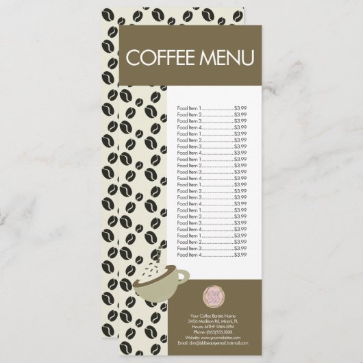 Coffee Shop Barista Latte Logo Menu (Voorkant / Achterkant)