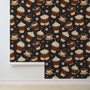 Coffee Shop Dreams: grillig latte patroon ontwerp Behang
