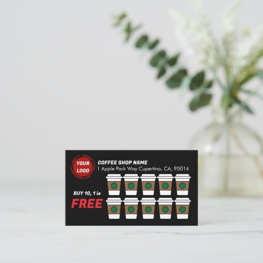 Coffee Shop Koop 10 Get 1 CUSTOM Klantenkaartje (Staand voorkant)