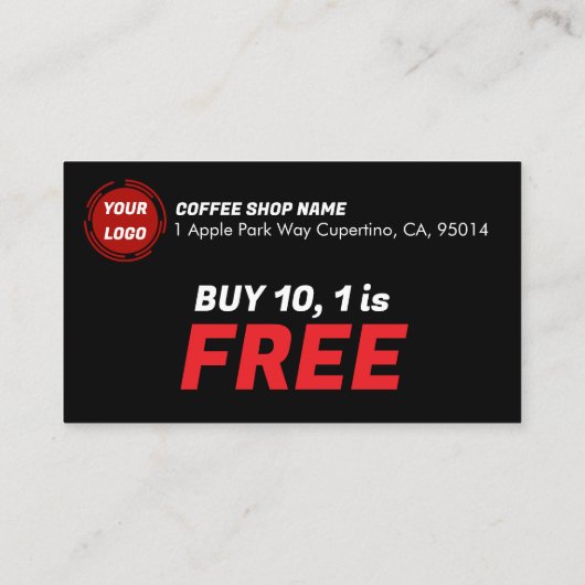 Coffee Shop Koop 10 Get 1 CUSTOM Klantenkaartje (Achterkant)