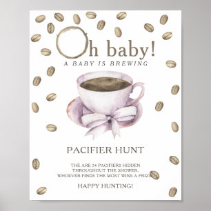 COFFEE - speen zoektocht baby shower spel Poster