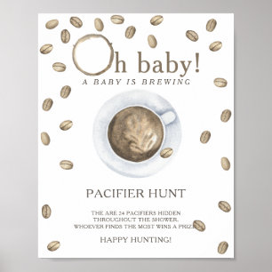 COFFEE - speen zoektocht baby shower spel Poster