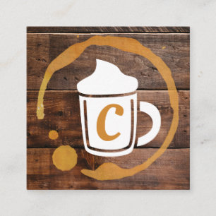 Coffee Stain   Koffiewinkel Barista Wood Trim Vierkante Visitekaartje