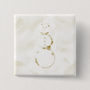Coffee Stain Snowman Vierkante Button 5,1 Cm