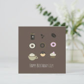 Coffee Sweets Happy Birthday Name Kaart (Staand voorkant)