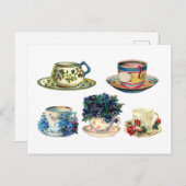 Coffee Tea Cup Floral  Briefkaart (Voorkant / Achterkant)
