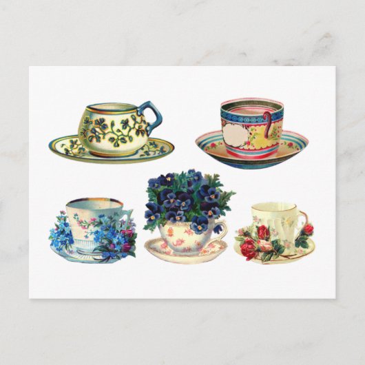Coffee Tea Cup Floral  Briefkaart (Voorkant)