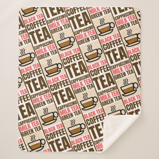 COFFEE TEA PATTERN, Sherpa Blanket Deken (Voorkant)