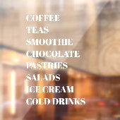 Coffee Tea Salads Window Vinyls Transparant | Leve Raamsticker (Vel 2)