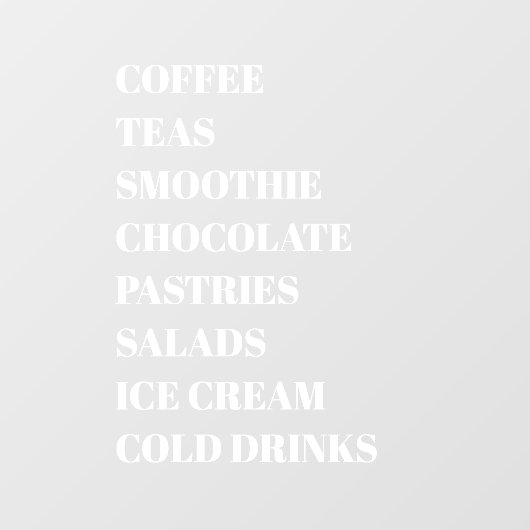 Coffee Tea Salads Window Vinyls Transparant | Leve Raamsticker (Vel)