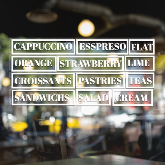 Coffee Tea Salads Window Vinyls Transparant | Leve Raamsticker